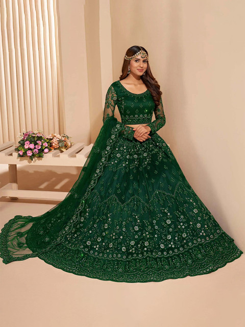 REELOVE FACTORY Embellished Sequinned Semi-Stitched Lehenga & Blouse With Dupatta - Image 2