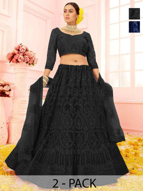 REELOVE FACTORY Embellished Sequinned Semi-Stitched Lehenga & Unstitched Blouse With Dupatta