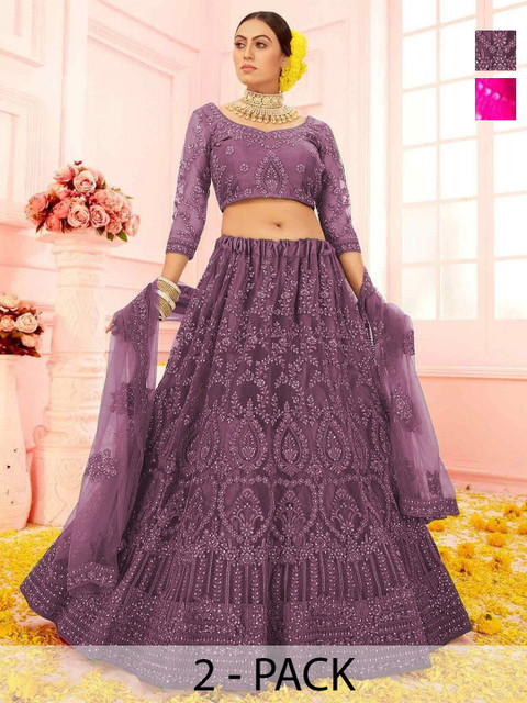 REELOVE FACTORY Embellished Sequinned Semi-Stitched Lehenga & Blouse With Dupatta