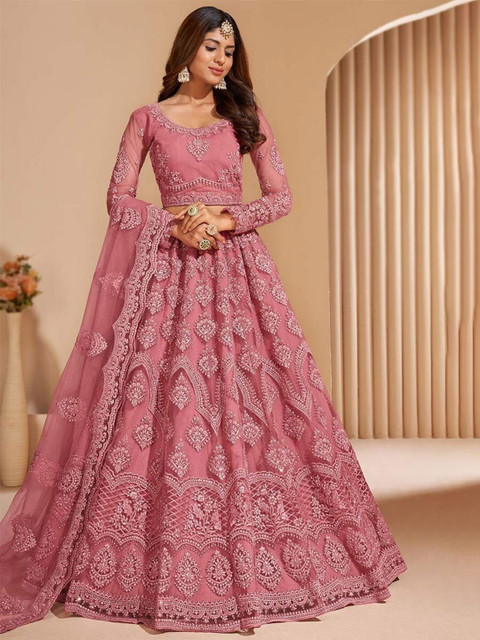 REELOVE FACTORY Embellished Sequinned Semi-Stitched Lehenga & Unstitched Blouse With Dupatta - Image 2