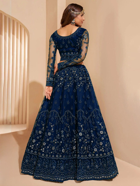 REELOVE FACTORY Embellished Sequinned Semi-Stitched Lehenga & Unstitched Blouse With Dupatta - Image 4