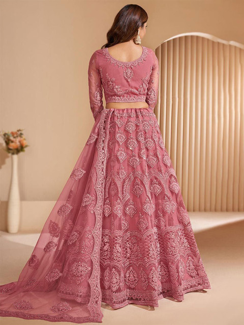 REELOVE FACTORY Embellished Sequinned Semi-Stitched Lehenga & Unstitched Blouse With Dupatta - Image 4