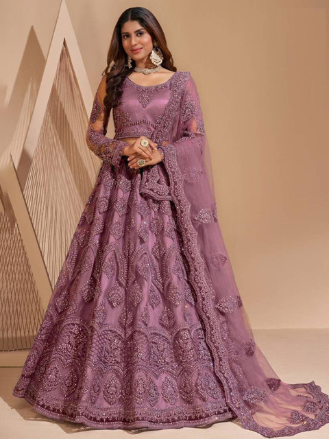 REELOVE FACTORY Embellished Sequinned Semi-Stitched Lehenga & Unstitched Blouse With Dupatta - Image 2