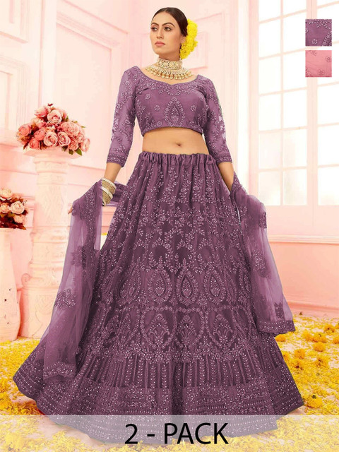 REELOVE FACTORY Embellished Sequinned Semi-Stitched Lehenga & Blouse With Dupatta