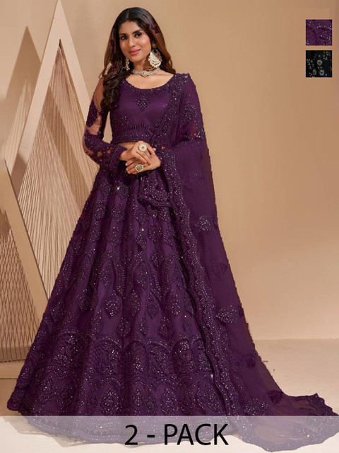 REELOVE FACTORY Embellished Sequinned Semi-Stitched Lehenga & Unstitched Blouse With Dupatta