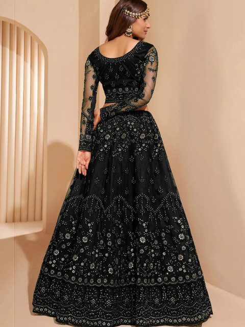 REELOVE FACTORY Embellished Sequinned Semi-Stitched Lehenga & Unstitched Blouse With Dupatta - Image 4