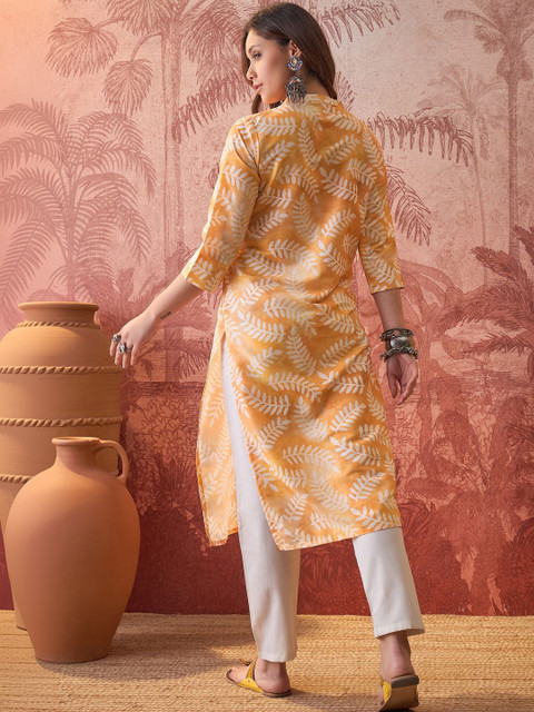 Sangria Printed Mandarin Collar Calf Length Straight Kurtas - Image 2