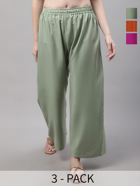 Valles365 by S.C. Women 3 Flared Ethnic Palazzos