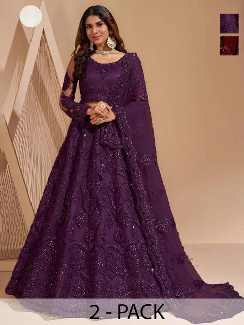 REELOVE FACTORY Embellished Sequinned Semi-Stitched Lehenga & Unstitched Blouse With Dupatta