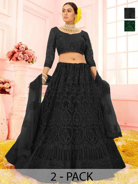 REELOVE FACTORY Embellished Sequinned Semi-Stitched Lehenga & Blouse With Dupatta