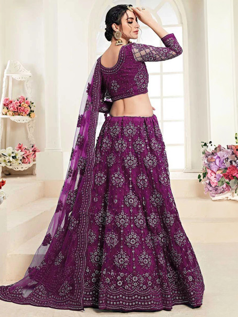 REELOVE FACTORY Embroidered Sequinned Semi-Stitched Lehenga & Blouse With Dupatta - Image 3