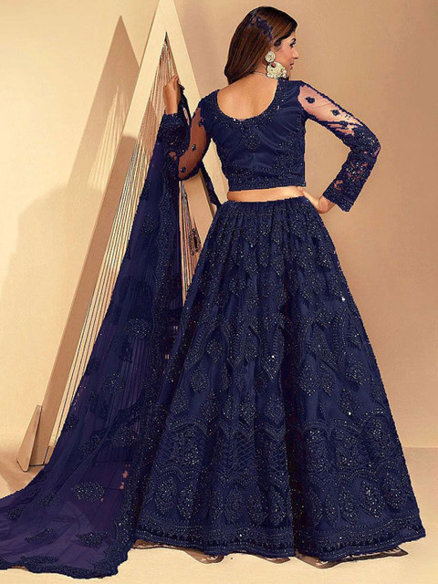 REELOVE FACTORY Embellished Sequinned Semi-Stitched Lehenga & Unstitched Blouse With Dupatta - Image 3