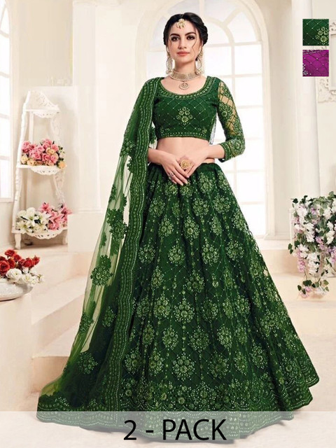 REELOVE FACTORY Embellished Sequinned Semi-Stitched Lehenga & Unstitched Blouse With Dupatta