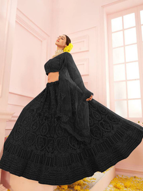 REELOVE FACTORY Embellished Sequinned Semi-Stitched Lehenga & Blouse With Dupatta - Image 3