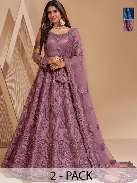 REELOVE FACTORY Embellished Sequinned Semi-Stitched Lehenga & Blouse With Dupatta