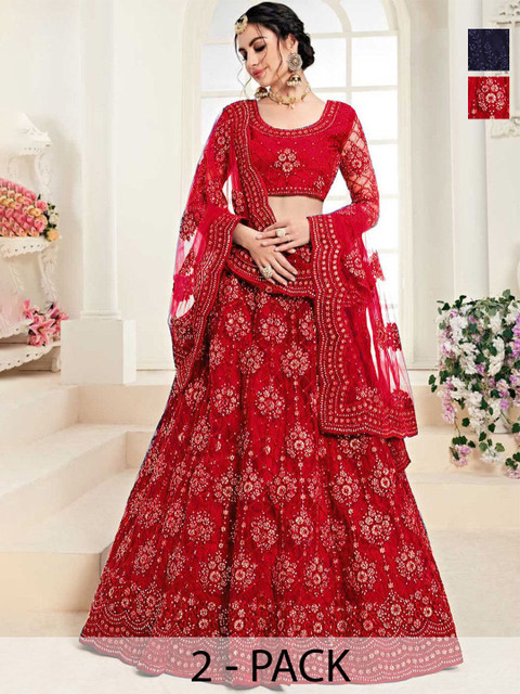 REELOVE FACTORY Embellished Sequinned Semi-Stitched Lehenga & Unstitched Blouse With Dupatta