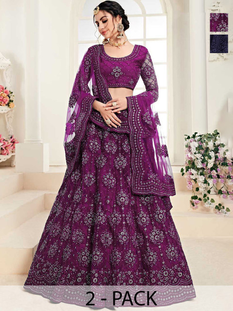 REELOVE FACTORY Embellished Sequinned Semi-Stitched Lehenga & Unstitched Blouse With Dupatta