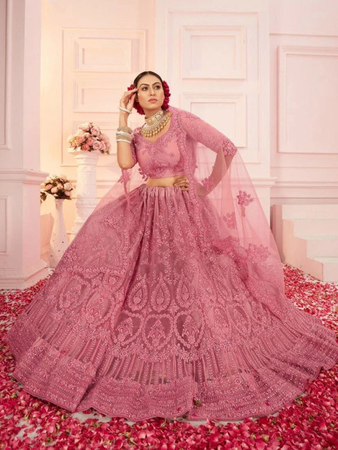 REELOVE FACTORY Embroidered Sequinned Semi-Stitched Lehenga & Unstitched Blouse With Dupatta - Image 2