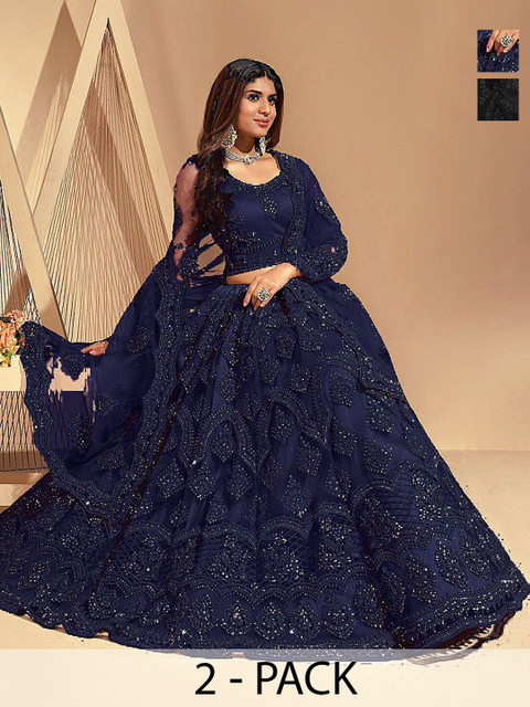 REELOVE FACTORY Embellished Sequinned Semi-Stitched Lehenga & Unstitched Blouse With Dupatta