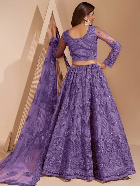 REELOVE FACTORY Embroidered Sequinned Semi-Stitched Lehenga & Unstitched Blouse With Dupatta - Image 3
