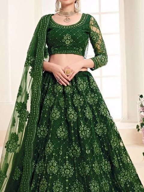 REELOVE FACTORY Embellished Sequinned Semi-Stitched Lehenga & Unstitched Blouse With Dupatta - Image 5