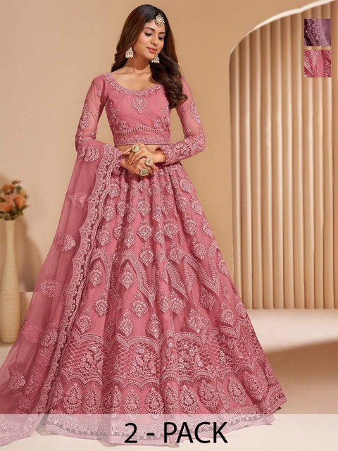 REELOVE FACTORY Embellished Sequinned Semi-Stitched Lehenga & Unstitched Blouse With Dupatta