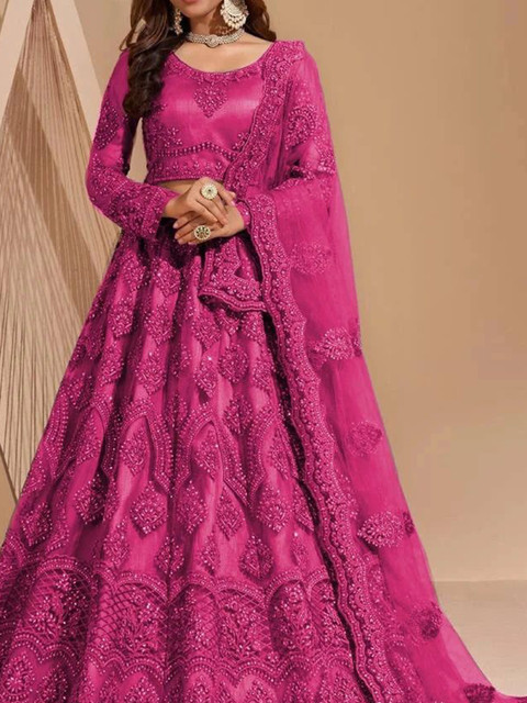 REELOVE FACTORY Embellished Sequinned Semi-Stitched Lehenga & Unstitched Blouse With Dupatta - Image 5