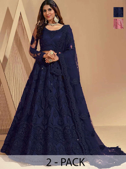 REELOVE FACTORY Embellished Sequinned Semi-Stitched Lehenga & Unstitched Blouse With Dupatta