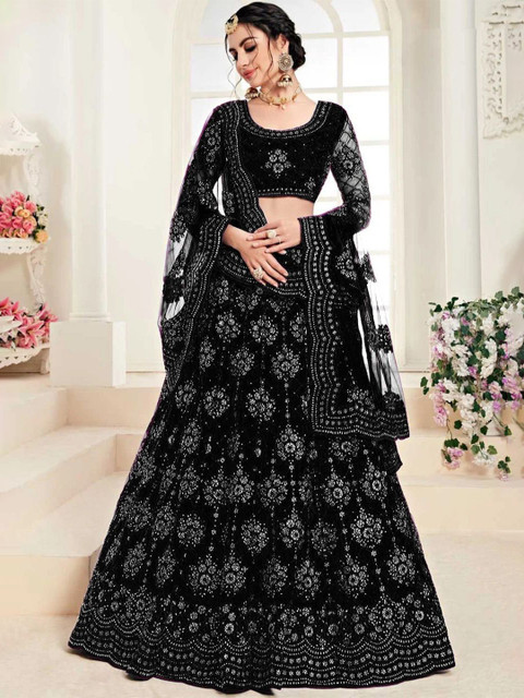 REELOVE FACTORY Embellished Sequinned Semi-Stitched Lehenga & Unstitched Blouse With Dupatta - Image 2