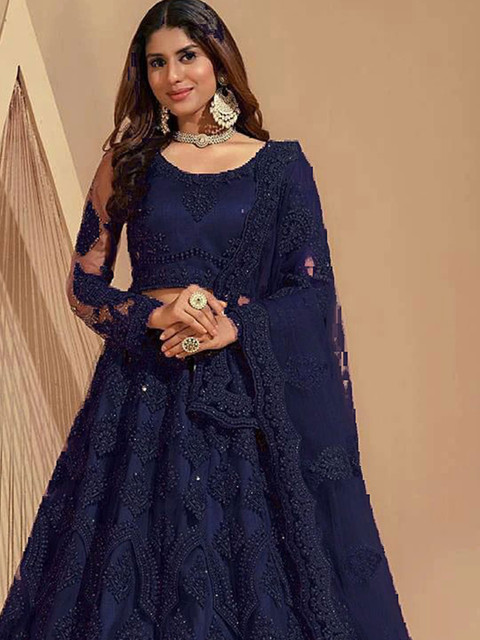 REELOVE FACTORY Embellished Sequinned Semi-Stitched Lehenga & Unstitched Blouse With Dupatta - Image 5