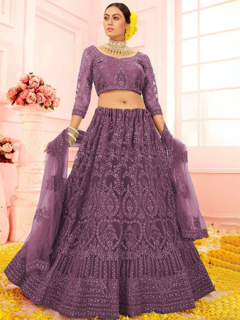 REELOVE FACTORY Embellished Sequinned Semi-Stitched Lehenga & Unstitched Blouse With Dupatta