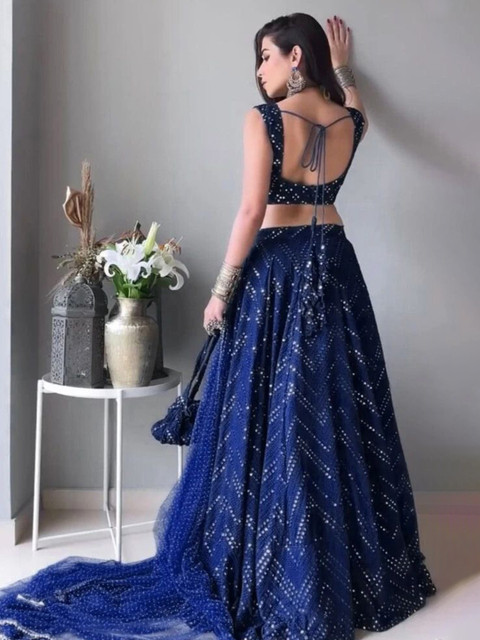 REELOVE FACTORY Embellished Sequinned Semi-Stitched Lehenga & Unstitched Blouse With Dupatta - Image 4