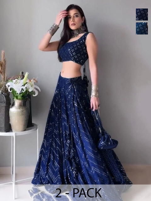 REELOVE FACTORY Embellished Sequinned Semi-Stitched Lehenga & Unstitched Blouse With Dupatta