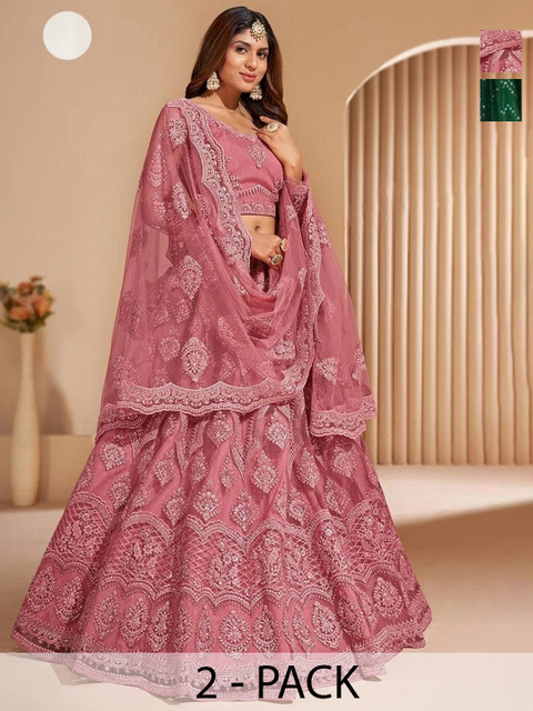 REELOVE FACTORY Embellished Sequinned Semi-Stitched Lehenga & Blouse With Dupatta