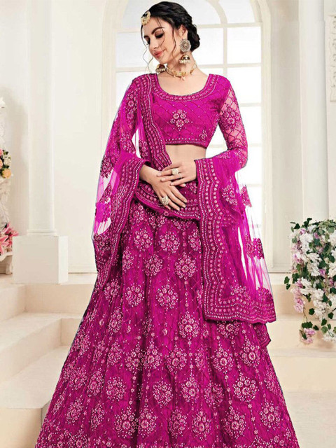 REELOVE FACTORY Embellished Sequinned Semi-Stitched Lehenga & Unstitched Blouse With Dupatta - Image 5