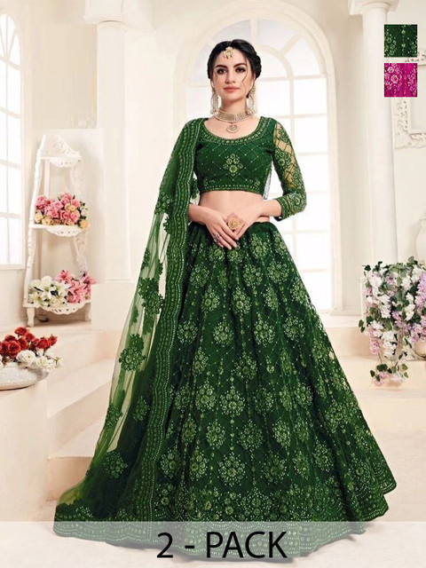 REELOVE FACTORY Embellished Sequinned Semi-Stitched Lehenga & Unstitched Blouse With Dupatta