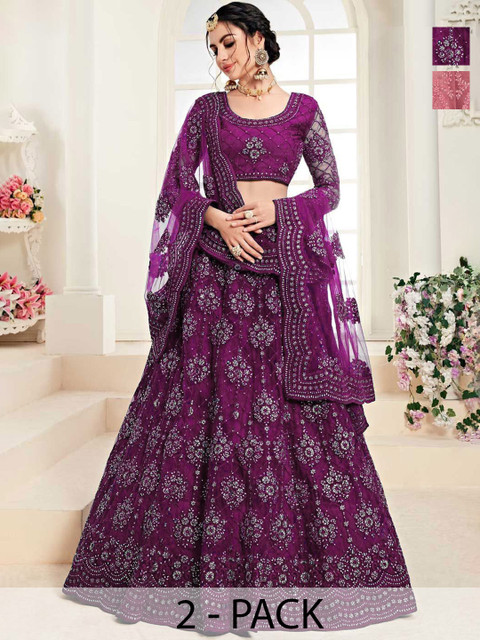 REELOVE FACTORY Embellished Sequinned Semi-Stitched Lehenga & Blouse With Dupatta
