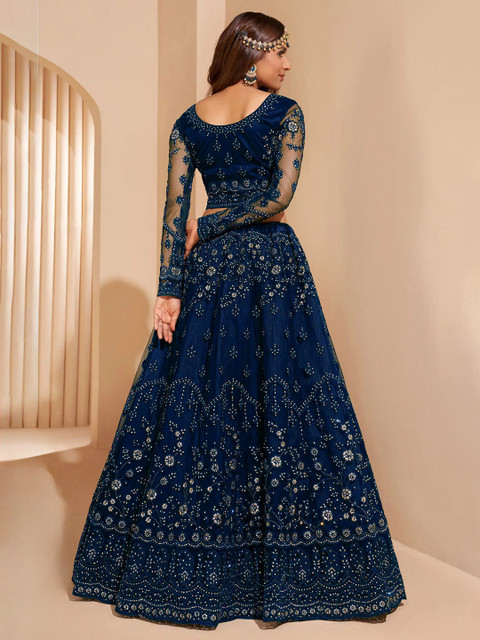 REELOVE FACTORY Embellished Sequinned Semi-Stitched Lehenga & Unstitched Blouse With Dupatta - Image 3