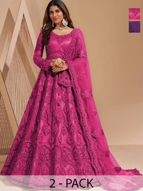 REELOVE FACTORY Embellished Sequinned Semi-Stitched Lehenga & Blouse With Dupatta