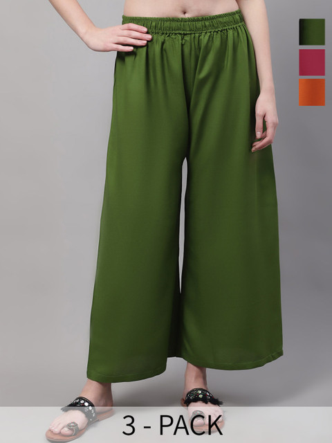 Valles365 by S.C. Women 3 Flared Ethnic Palazzos