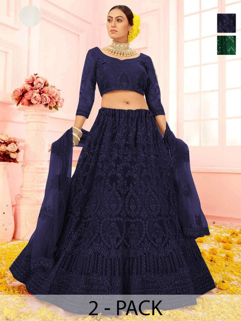 REELOVE FACTORY Embellished Sequinned Semi-Stitched Lehenga & Unstitched Blouse With Dupatta