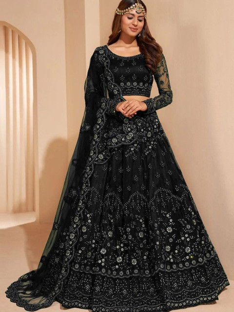 REELOVE FACTORY Embellished Sequinned Semi-Stitched Lehenga & Unstitched Blouse With Dupatta - Image 2