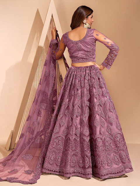 REELOVE FACTORY Embellished Sequinned Semi-Stitched Lehenga & Unstitched Blouse With Dupatta - Image 4