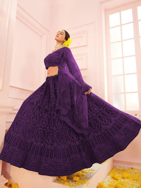 REELOVE FACTORY Embroidered Semi-Stitched Lehenga & Unstitched Blouse With Dupatta - Image 4