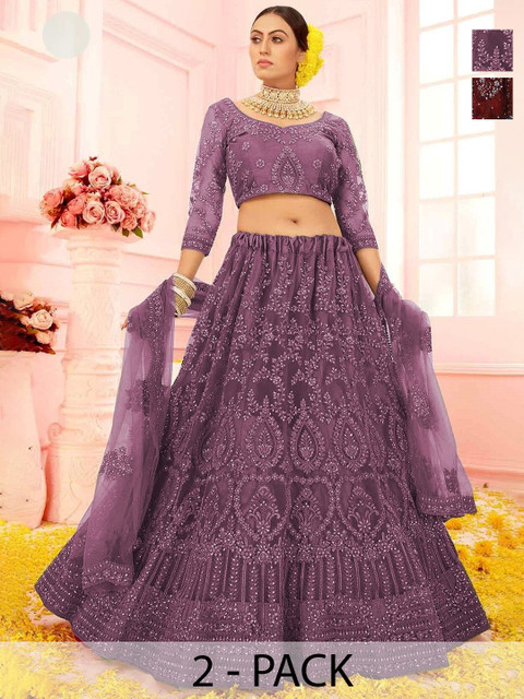 REELOVE FACTORY Embellished Sequinned Semi-Stitched Lehenga & Blouse With Dupatta