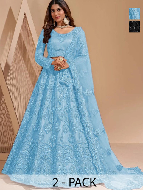 REELOVE FACTORY Embellished Sequinned Semi-Stitched Lehenga & Unstitched Blouse With Dupatta