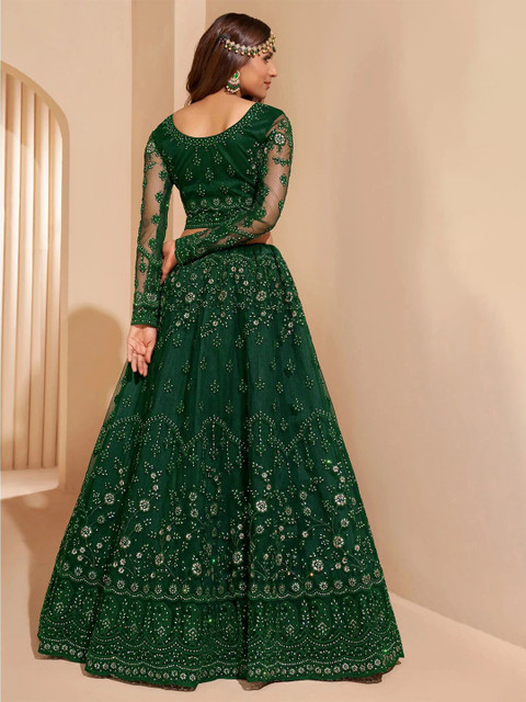 REELOVE FACTORY Embellished Sequinned Semi-Stitched Lehenga & Unstitched Blouse With Dupatta - Image 3
