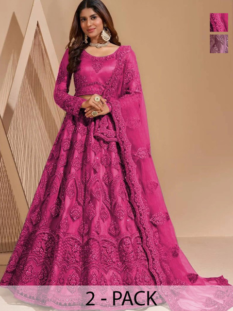 REELOVE FACTORY Embellished Sequinned Semi-Stitched Lehenga & Blouse With Dupatta