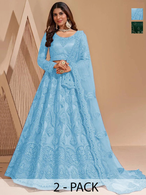 REELOVE FACTORY Embroidered Semi-Stitched Lehenga & Unstitched Blouse With Dupatta