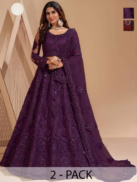 REELOVE FACTORY Embellished Sequinned Semi-Stitched Lehenga & Blouse With Dupatta